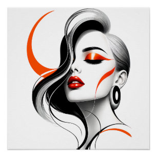 Luxe Abstract Vrouwenportret Ontwerp Perfect Poster