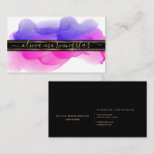 Luxe Abstract Waterverf Ink Vlekken Indigo Fuchsia Visitekaartje (Voorkant / Achterkant)