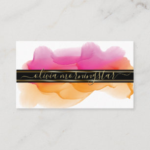 Luxe Abstract Waterverf Inktvlekken Fuchsia Goud Visitekaartje