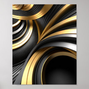Luxe Abstracte achtergrond met Gold en Black Cur Poster