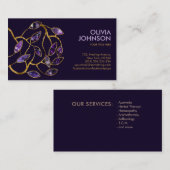 Luxe Abstracte Amethyst Leaves Branch Visitekaartje (Voorkant / Achterkant)