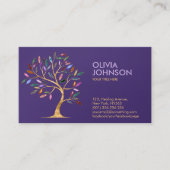 Luxe Abstracte boom kleurrijke geodebladeren Visitekaartje (Voorkant)