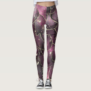 Luxe Abstracte Roze en Zwarte Alcoholinktvloeistof Leggings