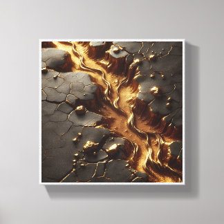 Luxe Abstracte Topografie - Gesmolten Goud Rivier Canvas Afdruk