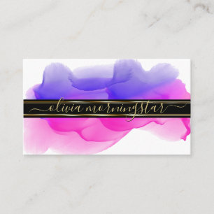 Luxe Abstracte Waterverf Inkvlekken Indigo Fuchsia Visitekaartje