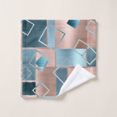 Luxe Abstrait | Blush Rose Gold et Turquoise Géomé (Gant de toilette)
