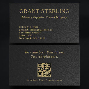 Luxe Accountant CPA Nep Leer QR-code Visitekaartje