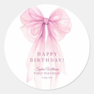Luxe Acryl Baby Shower Uitnodiging Heldroze Ronde Sticker