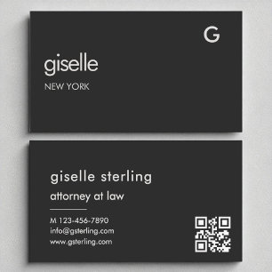 Luxe advocaat bij Law Black QR Code Monogram Visitekaartje