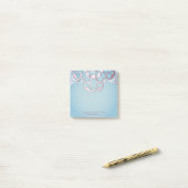 Luxe afbeelding Elegant roze grens aan Aquamarine  Post-it® Notes (Op bureau)