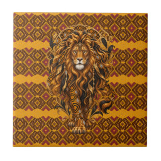 Luxe Afrikaanse Leeuw Art Nouveau Geometrisch Tegeltje