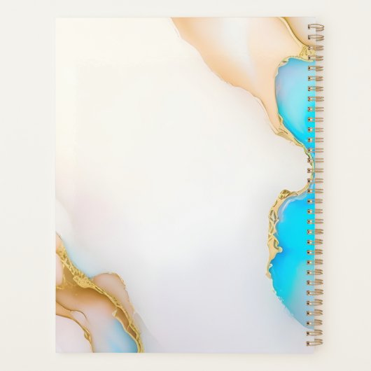 Luxe Agaat Blauw Goud Details Handtekening Script Planner (Achterkant)