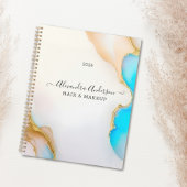 Luxe Agaat Blauw Goud Details Handtekening Script Planner