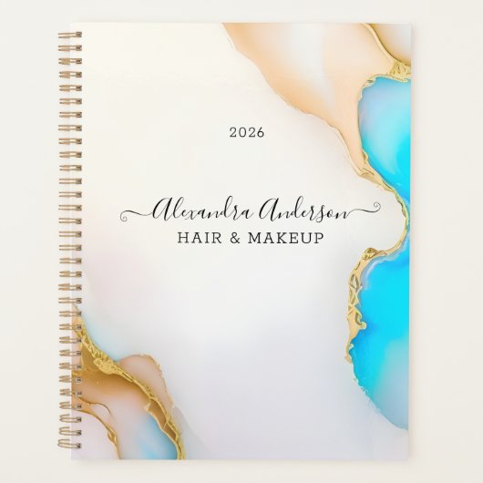 Luxe Agate Blue Gold Détails Signature Script (Devant)