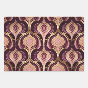 Luxe AI Art Gold Foil Roze Bourgogne Inpakpapier Vel