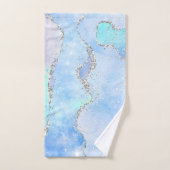 LUXE AQUA BLEU SPARKLE MARBRE PERSONNALISÉ 2 JEU D (Serviette à main)