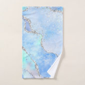 LUXE AQUA BLUE SPARKLE MARBLE CUSTOM ANGLE BAD HANDDOEK (Handdoek)