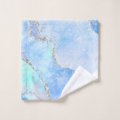 LUXE AQUA BLUE SPARKLE MARBLE CUSTOM ANGLE BAD HANDDOEK (Wasdoekje)