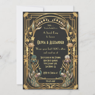 Luxe Art Deco Speakeasy Bruiloft Kaart