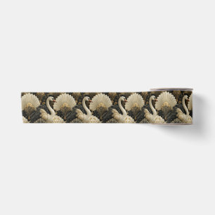 Luxe Art Deco Zwaan en Gouden Filigraan Patroon Lint