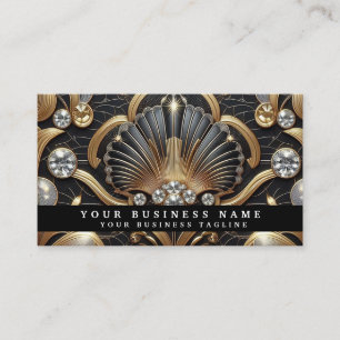 Luxe Art Deco Zwart Gouden Diamanten Visitekaartje