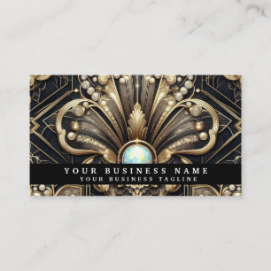 Luxe Art Deco Zwart Gouden Diamanten Visitekaartje