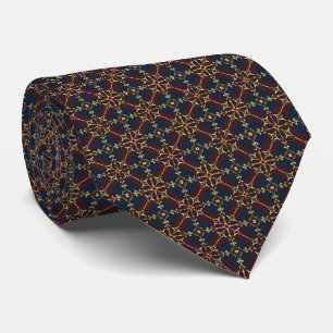 Luxe Art Nouveau patroon in burgundy, marineblauw Stropdas