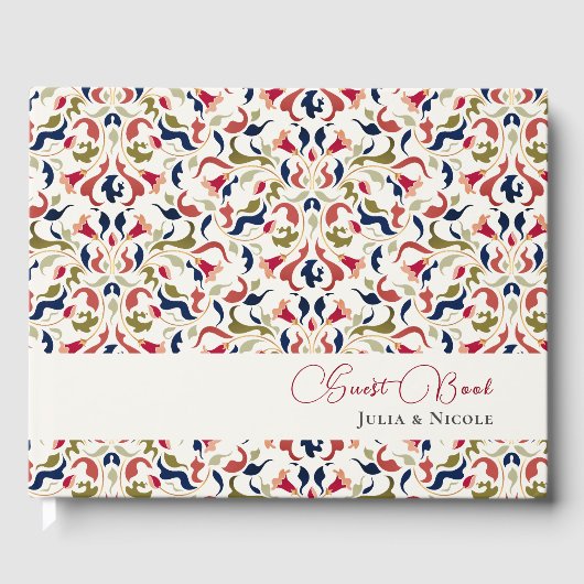 Luxe Artistieke Botanische Bloemen Paisley Wedding Gastenboek (Voorkant)