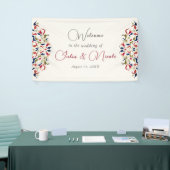 Luxe Artistieke Botanische Bloemen Paisley Wedding Spandoek (Beurs)