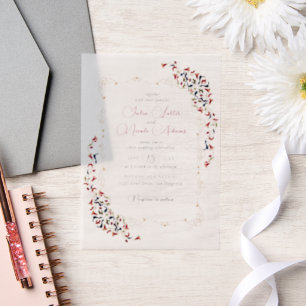 Luxe Artistieke Botanische Bloemen Paisley Wedding Vellum Uitnodigingen