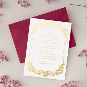 Luxe Artistieke Botanische Bloemrijke Paisley Brui Folie Uitnodiging