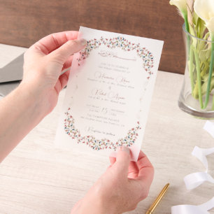 Luxe Artistieke Botanische Bloemrijke Paisley Brui Vellum Uitnodigingen