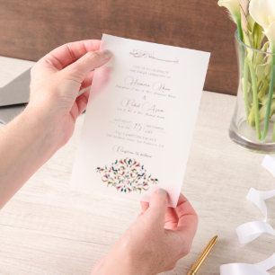 Luxe Artistieke Botanische Bloemrijke Paisley Brui Vellum Uitnodigingen