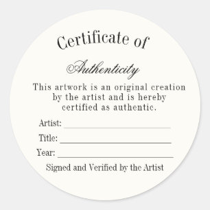 Luxe Authenticiteitscertificaat Sticker Ivoor