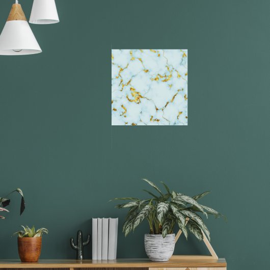 Luxe Azure Gilded Pottery Motif Keramische Kunst Poster (Woonkamer 1)