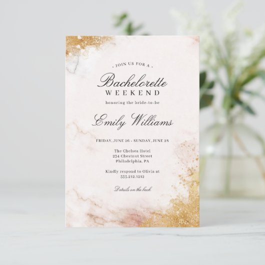 Luxe Bachelorette Week-end Itinéraire Invitation (Debout devant)