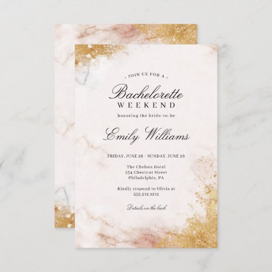 Luxe Bachelorette Week-end Itinéraire Invitation (Devant / Derrière)