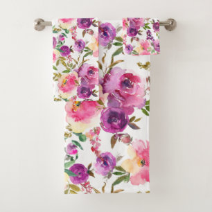 Luxe badhanddoekenset Verwen uzelf met bloemen Bad Handdoek