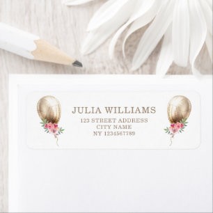 Luxe ballon Glitter Party Return Address Etiket