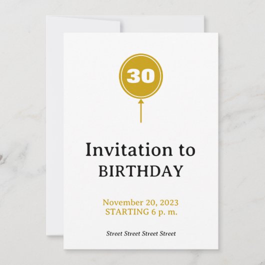 Luxe Balloon Invitation d'anniversaire (Devant)