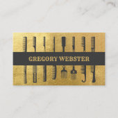 Luxe Barber Combs Faux Gold Professional Visitekaartje (Voorkant)