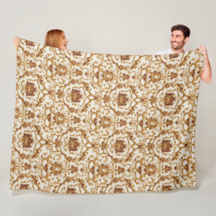 Luxe Barok Gouden Ornament op Ivoor Fleece Deken