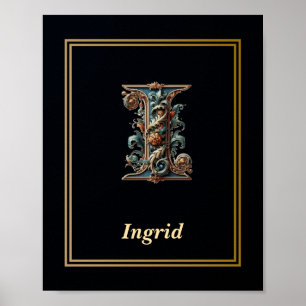 Luxe Barok Letter I Monogram Poster