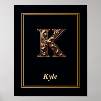 Luxe Barok Letter K Monogram Poster 