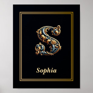 Luxe Barok Letter S Monogram Poster