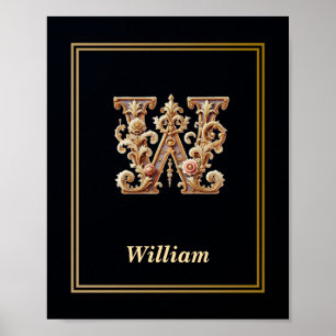 Luxe Barok Letter W Monogram Poster