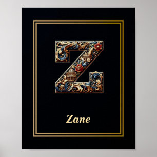 Luxe Barok Letter Z Monogram Poster