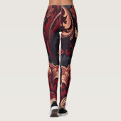 Luxe Barokke Bloemige Spiraalpatroon Ontwerp Leggings (Achterkant)