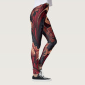 Luxe Barokke Bloemige Spiraalpatroon Ontwerp Leggings (Rechts)