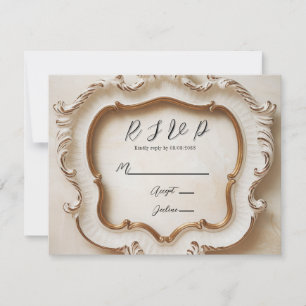 Luxe Barokke Stijl Wit Goud Huwelijk RSVP Kaartje
